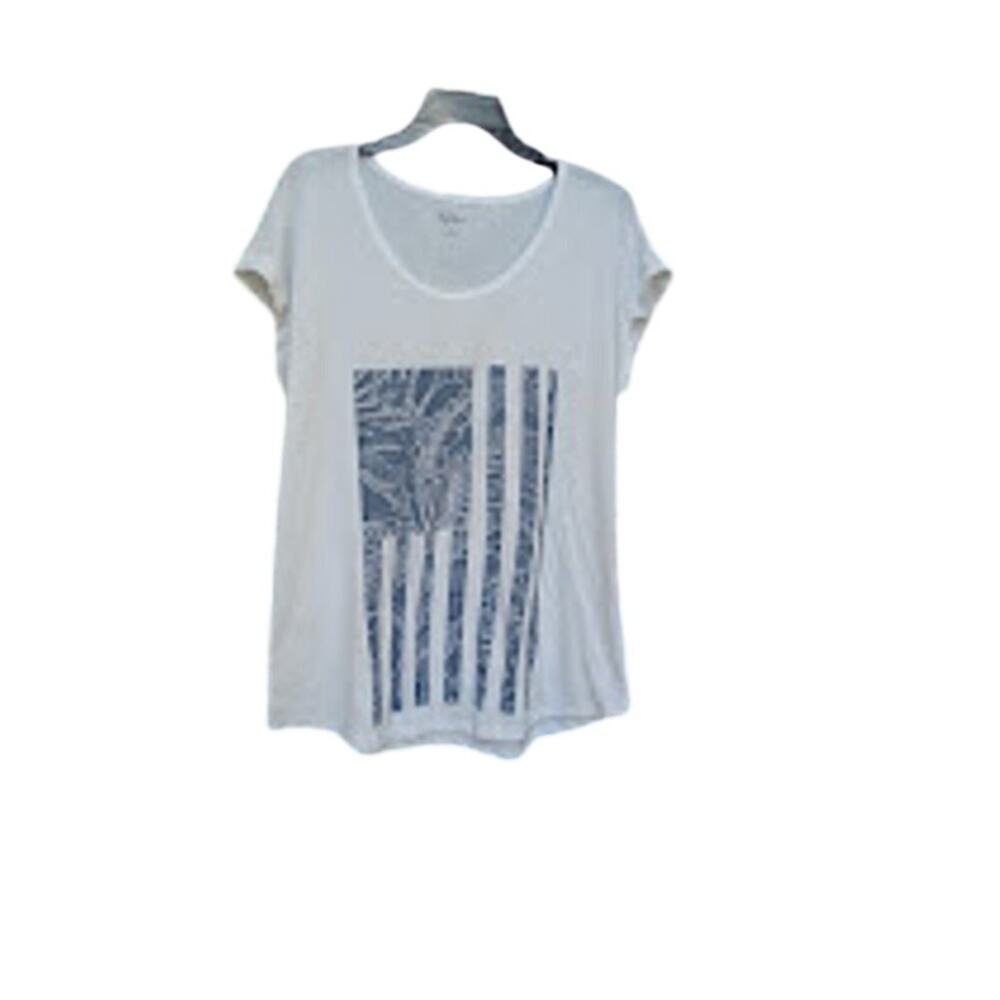 Style & Co Tropical Flag Graphic T-Shirt Short Sleeves Scoop Neck XL